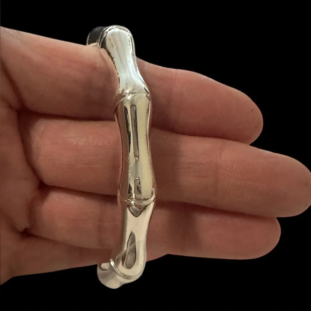 TOMMY BAHAMA SILVER TONE BAMBOO BANGLE BRACELET‎ NWOT